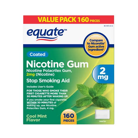 equate cool mint flavor coated nicotine gum  mg  count walmart