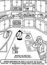 Kitchen Coloring Hazards Skills Fcs Homophones Hygiene Classroom sketch template