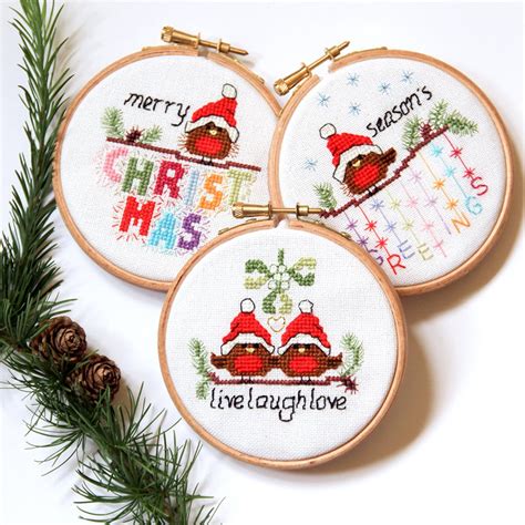 instant  cross stitch christmas cards  etsy uk cross