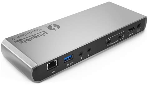 plugable thunderbolt  dock enables extra displays wired network audio   usb ports
