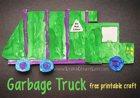 garbage truck printable craft