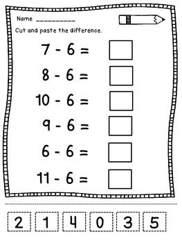 subtraction to 20 cut and paste by danas wonderland tpt