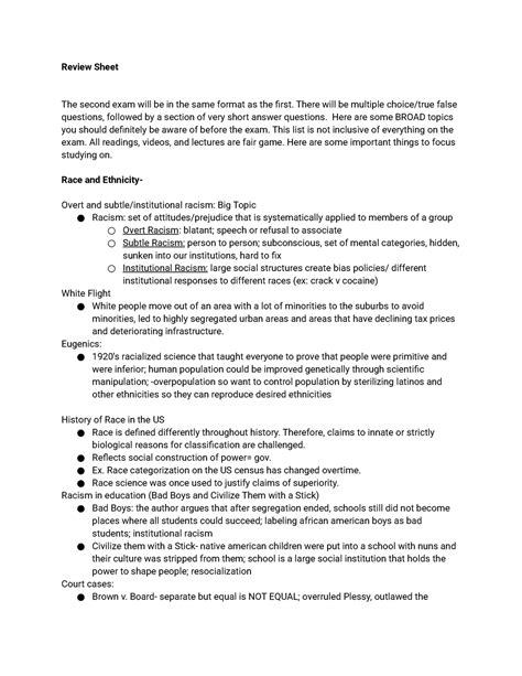 soc  final review sheet   exam      format