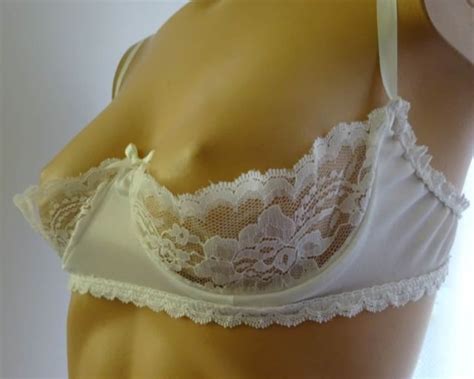 Vintage Quarter 1 4 Cup Bra White Lace 34c Sexy Shelf Bra Etsy