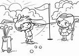 Jugando Golfe Malvorlage Ausmalen Ausmalbild Ferramentas Crianças Jogando sketch template