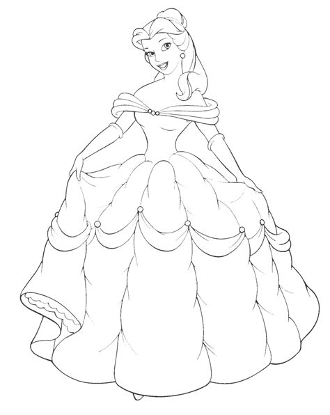disney princess belle   gown coloring sheet kentscraft