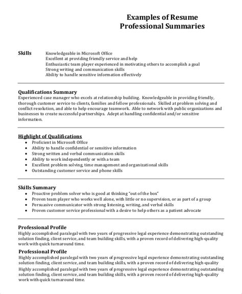examples  resume profile section