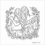 Coloring Pages Bff Cute Friends Girl Printable Hair Print Girls sketch template
