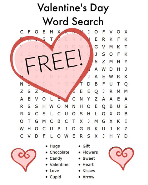 valentines day word search printable printable word searches