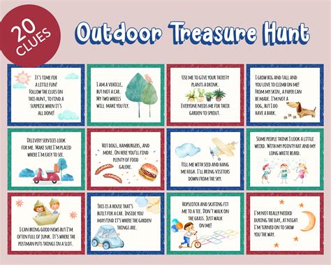 outdoor treasure hunt clue lawn games scavenger hunt riddle etsy