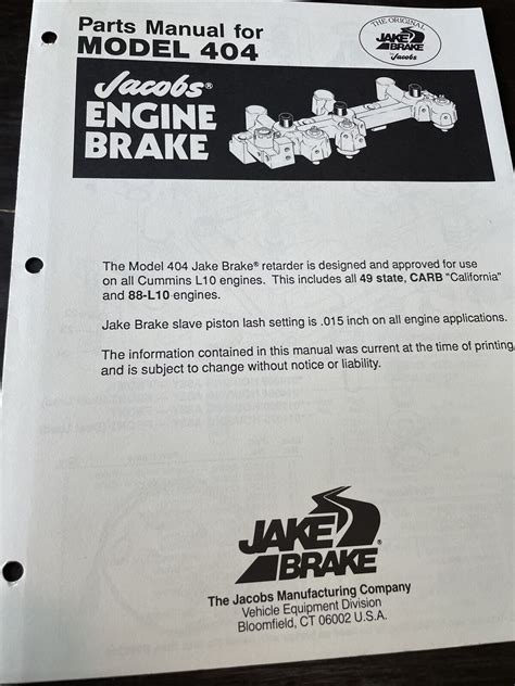 jake brake    cummins engine brake parts catalog guide manual book shop ebay