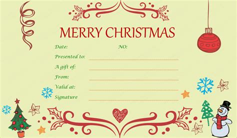 awesome christmas gift certificate templates