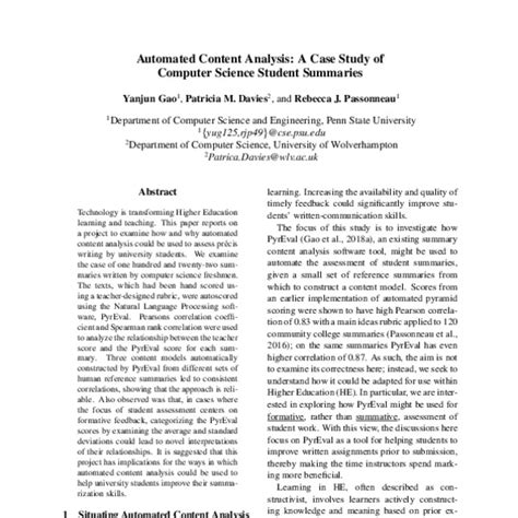 automated content analysis  case study  computer science student