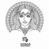 Virgo Zodiac Pages Coloring Adults Line Adult Girl Template Freepik Vector Drawing Signo sketch template
