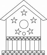 Coloring House Bird Pages Decorated Stars Birdhouse Designlooter sketch template