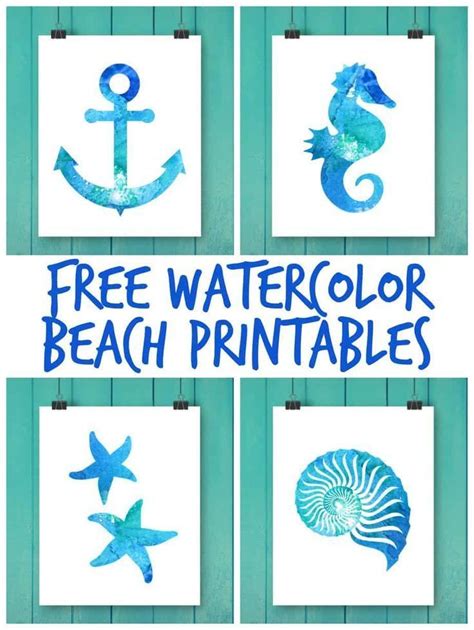 watercolor beach printables freebie freeprintable beach