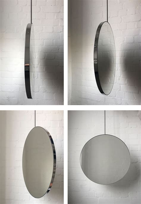 Orbis™ Round Double Sided Suspended Bathroom Mirror With A Brushed