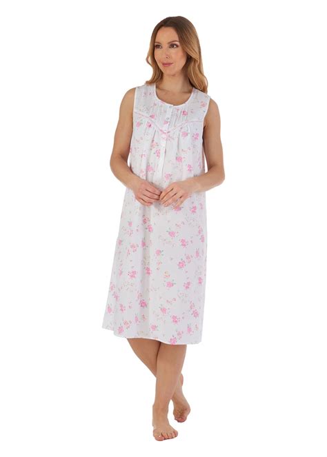 ladies slenderella 100 cotton sleeveless floral nightdress nightie uk