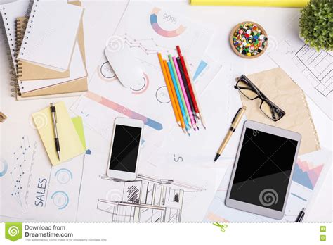 office workplace  electronic devices stock image image  phone modern