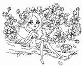 Coloring Cherry Blossom Pages Tree Japanese Sakura Pie Drawing Fairy Beautiful Line Blossoms Flower Adult Getdrawings Getcolorings Colouring Designlooter Drawings sketch template