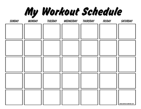 workout schedule template  printable  templateroller