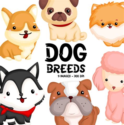 dog breeds clipart cute dogs clip art home pet  svg etsy