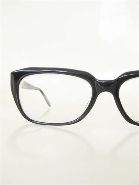 vintage 1960s black horn rim glasses mens eyeglasses mad men mid