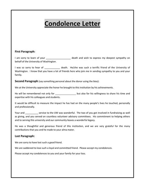 condolence sympathy letter samples templatelab