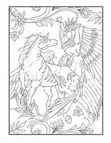 Coloring Mythical Mystical Creature Pegasus sketch template