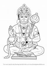 Hanuman Drawing Draw Lord Sketch Step Drawings Sketches Drawingtutorials101 Hinduism Make Tutorials Krishna Learn Tattoo sketch template