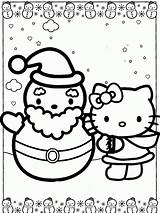 Coloring Kitty Hello Christmas Pages Snowman Santa Print Pdf sketch template
