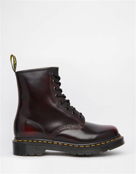 dr martens  cherry red arcadia  eye boots  black lyst