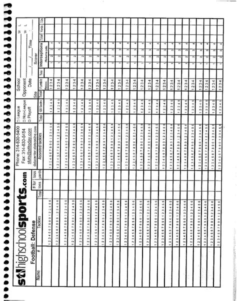 football stat sheets  forms