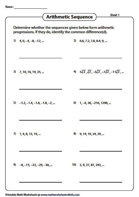 sequence  series worksheets ideas geometric sequences sequence