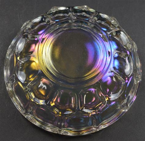 Federal Glass Yorktown Colonial Clear Iridescent Pattern Dessert Bowl