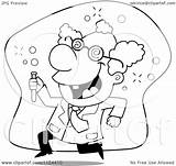 Scientist Mad Cartoon Running Coloring Clipart Outlined Vector Thoman Cory Royalty sketch template