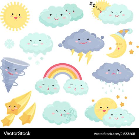 cartoon weather icons set isolated  royalty  vector