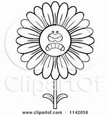 Flower Daisy Cartoon Angry Character Vector Clipart Cory Thoman Outlined Coloring Depressed Surprised Regarding Notes 2021 Clipartof sketch template
