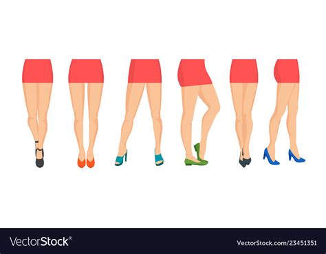 cartoon women legs icon set different types vector image