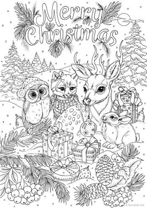 merry christmas printable adult coloring page  favoreads coloring