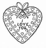 Coloring Pages Heart Valentines Valentine Hearts sketch template