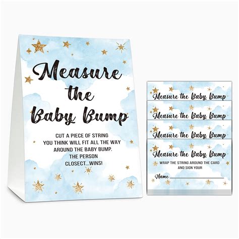 buy baby shower game set measure  baby bump standing sign