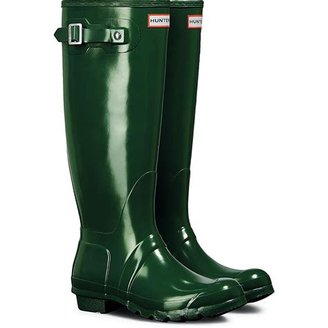 hunter original tall gloss ladies hunter green boots   ebay