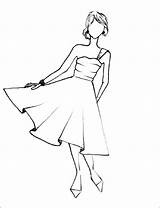 Dress Drawing Coloring Fashion Pages Prom Simple Easy Dresses Clothes Kids Drawings Girl Cute Sketches Print Color Draw Printable Pencil sketch template