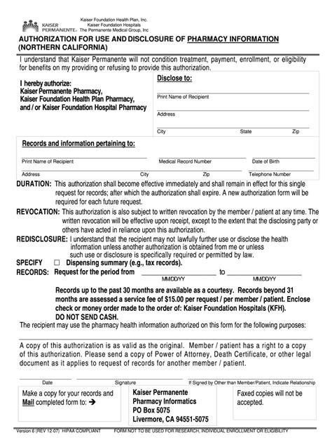 California Kaiser Permanente Authorization Form Fill Out And Sign