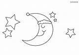 Mond Schlafender Mütze Sonne Ausmalbild Sterne Malvorlage Zum Zeichnen Vollmond Halbmond Stern Gesicht sketch template