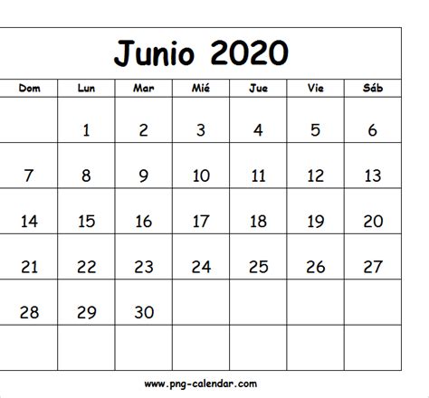junio calendario imprimir spanish calendar