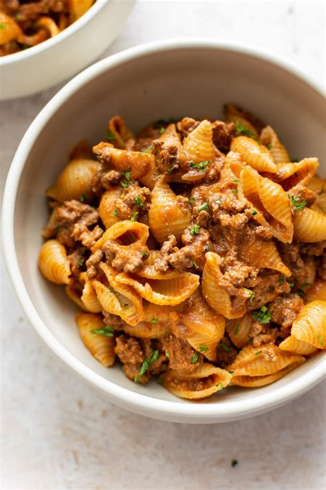 creamy beef shell pasta recipe  feedfeed