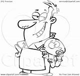 Dad Stay Outlined Proud Holding Baby Clipart Toonaday Royalty Cartoon Vector Notes 2021 sketch template