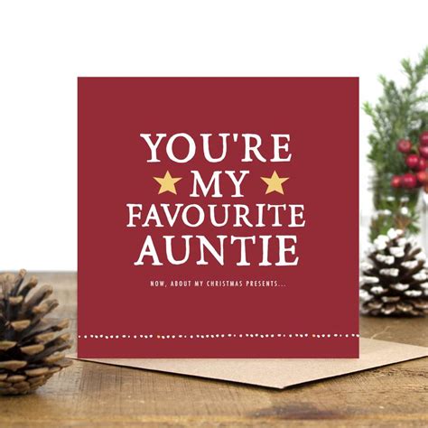 you re my favourite auntie christmas card by zoe brennan